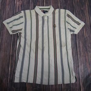 Chaps Ralph Lauren Polo Shirt Mens XL White Striped Cotton Preppy Casual
